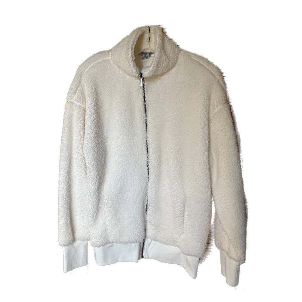 GAIAM Women's White Sherpa Fleece Yoga Jacket Sz L